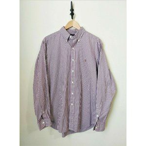 Polo Ralph Lauren Shirt- Classic Fit Purple Striped Button Down Shirt